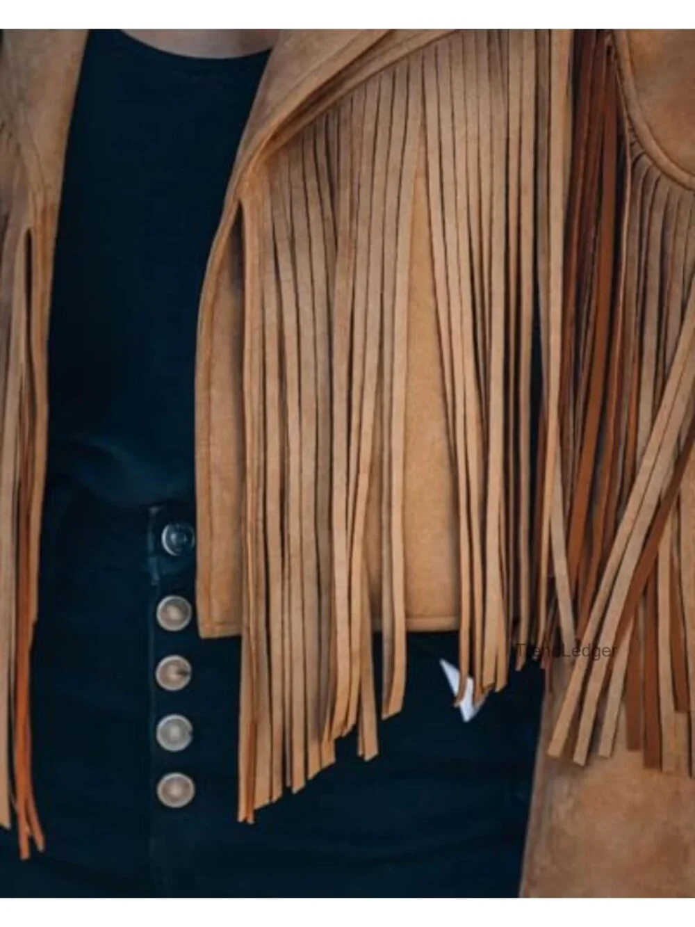 Faux Suede Leather Cropped Fringe Motorcycle Jacket